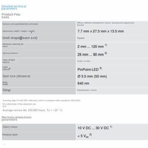 GTB2S-N1451 bệnh mới ban đầu khuếch tán phản xạ quang điện Cảm biến vật liệu nhựa Sản xuất tại Trung Quốc số thứ tự 1060203 - Product Image 3