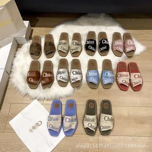 Famiglia piatta per ciabatte da <span class=keywords><strong>donna</strong></span> sandali da <span class=keywords><strong>donna</strong></span> con una sola parola in stile francese con vendita calda scarpe da spiaggia all'ingrosso - Product Image 2