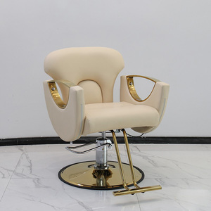 Vendre une chaise de salon de luxe, une chaise de coiffure dorée pour salon de coiffure, une chaise de barbier inclinable réglable de style stylisé - Product Image 2
