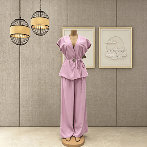 <span class=keywords><strong>Conjunto</strong></span> de Pantalones sin Mangas de Color Sólido con Botones y Cintura Alta de Satén, <span class=keywords><strong>Conjunto</strong></span> <span class=keywords><strong>Formal</strong></span> de Oficina para <span class=keywords><strong>Mujer</strong></span> a la Moda, Precio Bajo al por Mayor - Product Image 6