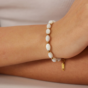 Verano 18K oro perla tobillo pulsera Shell con cuentas elegante Acero inoxidable <span class=keywords><strong>pie</strong></span> cadena para mujer - Product Image 5