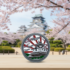 Conception personnalisée sur mesure de monnayeur double face avec emblèmes Château et Fleur de cerisier, Approvisionnement en gros et excellent rapport qualité-prix - Product Image 1