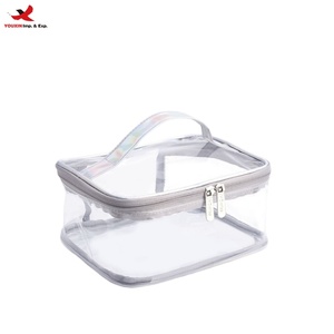 Transparent Zipper Soft Handle <b>Makeup</b> Bag Portable Women's Large Capacity Cosmetic Waterproof PVC Bag RTS Bulk Mixed Order - Product Image 1