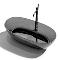 Baignoire moderne de luxe en résine transparente, baignoire autoportante en résine transparente, surface solide pour hôtel, intérieur avec robinet