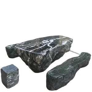 Vente chaude Ensemble de <span class=keywords><strong>table</strong></span> et de bancs <span class=keywords><strong>en</strong></span> <span class=keywords><strong>pierre</strong></span> de jade naturelle de conception moderne personnalisée <span class=keywords><strong>pour</strong></span> l'extérieur et les restaurants à vendre - Product Image 1