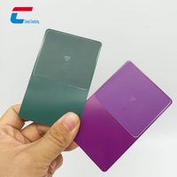 Tarjeta Metálica RFID NFC NTAG213/NTAG215/NTAG216 Programada, de Acero Inoxidable Azul, Grabada, Personalizable, Resistente al Agua