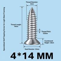 M4 Phillips Countersunk Fine Thread Self-Tapping Screw, Blue White Zinc Plated Carbon Steel Wood Screw for Light Steel Framing