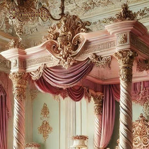 Europäischer Königlicher Klassischer Stil Rosa Samt Kopfteil Schlafzimmer Massivholz Elegantes Prinzessinnen-Bett Himmelbett - Product Image 3