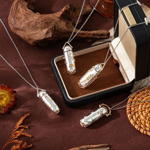 Collier médaillon vintage plaqué or véritable avec zircon coloré, motif <span class=keywords><strong>nuage</strong></span>, étoile, lune, fleur, bijou souvenir - Product Image 4