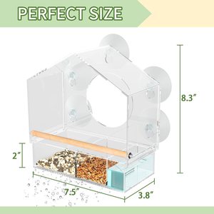 Ventosas fuertes, comedero para pájaros de ventana para exterior, bandeja de semillas extraíble con orificios de drenaje - Product Image 2