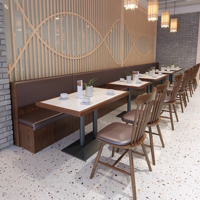 Ensemble de table et de chaises de salle à manger en bois massif de style rétro vintage pour restaurant, café, salon de thé