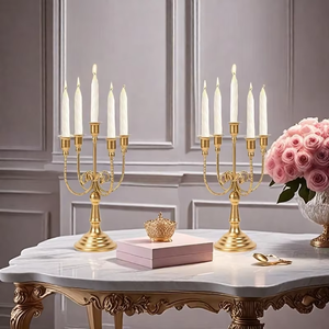 Candelabros LANJO de 5 Brazos, de Latón Vintage, Duraderos y Portátiles, Disponibles en 2 Tamaños, para Decoración de Bodas y Hogar - Product Image 5