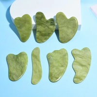 Gua Sha en Jade Vert Naturel, Pierre Lisse et Froide pour la Relaxation Musculaire, Ensemble d'Outils de Massage Corporel