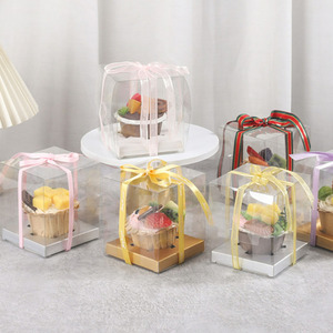 Boîte individuelle <span class=keywords><strong>transparente</strong></span> en plastique PET pour desserts, pâtisseries, cupcakes et muffins, avec support en papier intégré, idéale pour les fêtes - Product Image 6