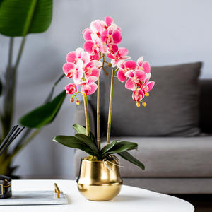Orquídea Artificial de Alta Gama con Maceta Dorada para Decoración de Hogar, Hotel, Jardín, Sala de Exposiciones y Tienda, Orquídea con Tacto Realista - Product Image 2