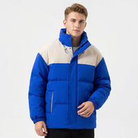 Manteau d'hiver pour homme, long, imperméable, à blocs de couleur, avec logo, col montant, fermeture éclair, vêtements d'extérieur décontractés