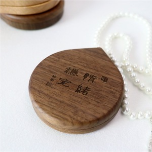 <span class=keywords><strong>Miroir</strong></span> de poche magnétique pratique en bois de noyer noir en forme de goutte d'eau, haute définition - Product Image 3