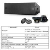 GLA210 + GLA118 Pro Pasif Line Array PA Sistemi, 4 Çift 10 İnç 2 Yollu Hoparlör, 1 Tek 18 İnç Subwoofer ve Taşıma Çerçevesi ile