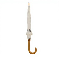 Parapluie Droit Portable de Voyage pour Adultes avec Manche en Bois en J, Cadre en Fibre de Verre Intégrale, Ailettes en Pongee 190T, Résistant au Vent, Logo Personnalisé