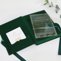 Invitations de mariage de luxe en velours acrylique, ensemble de cartes d'invitation gaufrées avec enveloppe, RSVP, suite de lettrage personnalisée pour mariage
