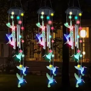 Solar Wind Chimes Lights For Mom Birthday Gifts For Women ,Gifts Christmas Wife Dad Boyfriend Hummingbird Outdoor Yard Decor