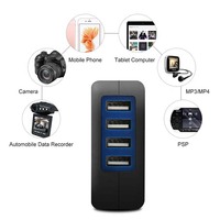 Cargador de Viaje Eléctrico TKT 5V Gan con 4 Puertos USB, 20W, para Laptop y Teléfono, Enchufes UK/AU, Entrada 220V/110V, Certificado CE/FCC