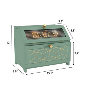 Boîte <span class=keywords><strong>à</strong></span> <span class=keywords><strong>pain</strong></span> double couche vert sauge avec bordure dorée pour comptoir, conteneur <span class=keywords><strong>à</strong></span> <span class=keywords><strong>pain</strong></span> en bois pour le rangement du <span class=keywords><strong>pain</strong></span> dans l'angle de la cuisine - Product Image 6