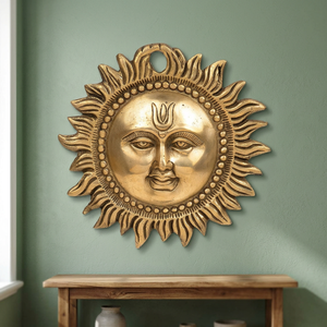 Luxurious Brass Surya <b>Wall</b> Hanging Abstract <b>Framed</b> Vertical <b>Design</b> Handicraft Art for Home Office Farmhouse for Diwali Decor - Product Image 4