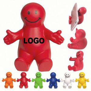 Custom Stress <b>Ball</b> Smiley Figurine Phone Holder Promotional Gift Office Desk Accessories Pu <b>Squeeze</b> Toy With Logo - Product Image 1