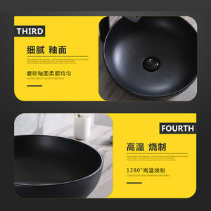 Bassin d'art noir mat Lavabo au-dessus du comptoir de couleur personnalisée avec matériau en pierre de style projet - Product Image 5