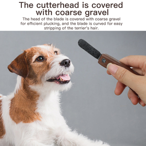 Venta al por mayor de fábrica, logotipo personalizado, mango de madera, cuchillo desplumador para <span class=keywords><strong>perros</strong></span>, cuchillo pelador para Terrier - Product Image 3