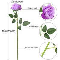 Rose artificielle en soie à tige unique, longue durée de vie, écologique, pour la maison, les mariages, les cadeaux de la Saint-Valentin et les murs floraux (vente en gros)