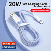 Câble de charge USB-C PD 20W pour iPhone 14/13/12/11 Pro Max et iPad, charge rapide 3A, 2M, nylon, pour connecteur