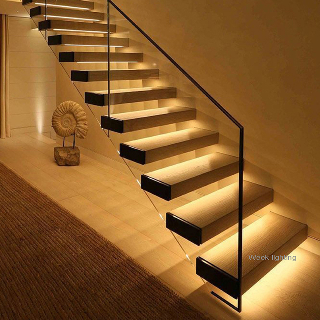 LED Motion Sensor Light Strip Stair Channel PIR LED Night Light 24V Flexible LED Strip for Automatic Illumination Stair Steps