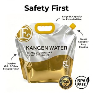 New Product Food-grade 5 Liters Kangen <b>Water</b> Collapsible Bags Alkaline <b>Water</b> Stand Up Spout Pouch With Nozzle and Handles - Product Image 3