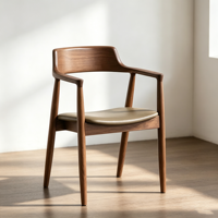 Chaise de salle à manger de style nordique moderne, en bois massif de frêne, dossier incurvé, assise en cuir PU, pour la maison, le bureau, l'hôtel, l'appartement, meubles de maison
