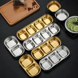 Serving for Food Sanding Metal Golden Charge Plates Stainless Steel Gold Plate Korea Roaster Tray Round Plate Dishes