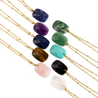 Collier Géométrique Délicat en Cristal de Guérison, Pendentif en Pierre Naturelle en Acier Inoxydable Étanche pour Femme, Cadeau d'Anniversaire