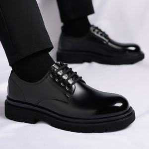 Chaussures habillées en cuir verni pour hommes, à talon bas, antidérapantes, pour le bureau, chaussures de travail décontractées, fabriquées à Wenzhou - Product Image 4