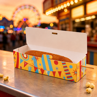 Boîte à hot-dogs pliable avec couvercle rabattable, logo personnalisé imprimé, contenants alimentaires jetables en papier kraft résistant à la graisse, fabricant