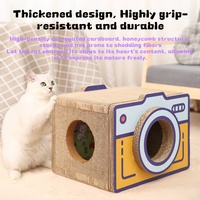 Arbre à chat en sisal vintage en forme d'appareil photo, abri vertical bas pour chat, jouet pour chat