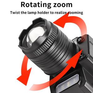 Cảm ứng đèn pha có thể sạc lại hiển thị kỹ thuật số Rotary Zoom Red Blue Light XHP50 <span class=keywords><strong>Led</strong></span> Đèn Pha 5 chế độ cảm biến đầu đèn <span class=keywords><strong>Torch</strong></span> - Product Image 5