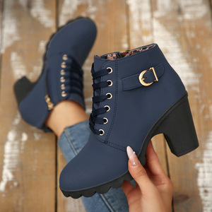 Botines de Tacón Grueso de Nueva Tendencia 2026 para <span class=keywords><strong>Mujer</strong></span>, Estilo con Cordones, Zapatos de Invierno para Dama, Zapatos de Suela Alta y Gruesa para <span class=keywords><strong>Mujer</strong></span> - Product Image 2