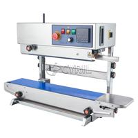 Machine de scellage semi-automatique électrique verticale pour sachets continu avec impression de date et moteur pour boissons