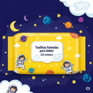 Toallitas para bebé con logotipo personalizado Toallitas hipoalergénicas desechables Humedas 120 Panitos Factory - Product Image 3