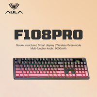 AULA F108pro Clavier mécanique rétro-éclairé RVB personnalisé Structure de tampon remplaçable à chaud à trois modes/2.4G/filaire à clé complète