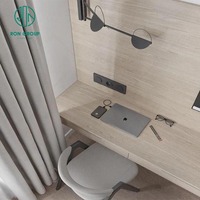 High-End-nordische Villa Hotel Luxus Senior grau Stoff King-Size-Queen-Bett mit weißen TV-Ständer Kopfteile Möbel Schlafzimmer-Set