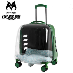 Transportadora de mascotas Baolujie, transparente, verde, portátil, tipo carrito, para viajes de gatos y perros - Product Image 1