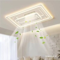 Kipas Angin Plafon LED Tanpa Baling-Baling Gaya Modern Minimalis Inggris, Kontrol Suara, Lampu, Ruang Tamu, 110V AC