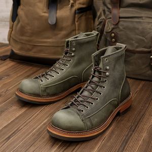 2025 New Model Ankle Waterproof Leather Winter Autumn Boots Laces Stylish Casual Men's Handcrafted High Quality Cowhide Boots - Product Image 4